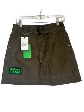 Barbour x GANNI Khaki Mini Skirt NWT SIze US 8